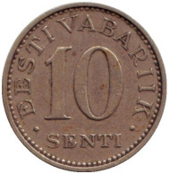 Монета 10 сентов. 1931 год, Эстония. Монета 10 сентов. 1931 год, Эстония.