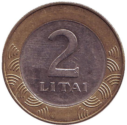 Монета 2 лита. 2008 год, Литва. Из обращения. Рыцарь. Монета 2 лита. 2008 год, Литва. Из обращения. Рыцарь.