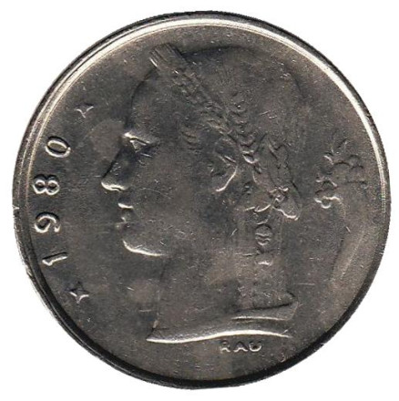 Монета 1 франк. 1980 год, Бельгия. (Belgie) Монета 1 франк. 1980 год, Бельгия. (Belgie)