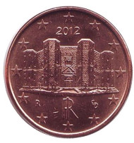 Монета 1 цент, 2012 год, Италия.