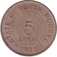 Монета 5 центов. 1920 год, Северное Борнео. (Британский протекторат). Редкая! Монета 5 центов. 1920 год, Северное Борнео. (Британский протекторат). Редкая!