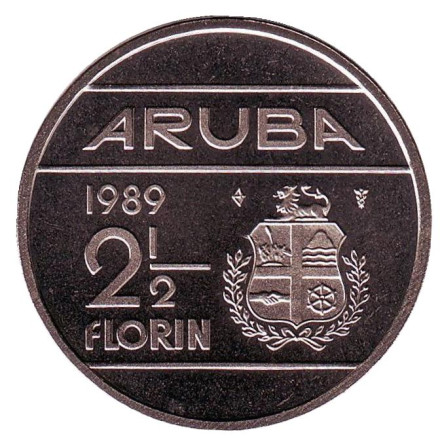 Монета 2,5 флорина. 1989 год, Аруба. UNC.
