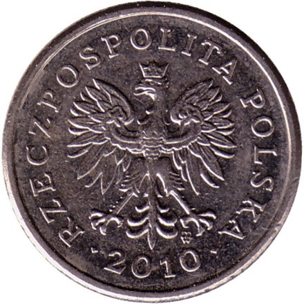 Монета 20 грошей. 2010 год, Польша. Монета 20 грошей. 2010 год, Польша.