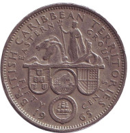 Монета 50 центов. 1965 год, Восточно-Карибские государства. Редкая.