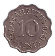 Монета 10 центов. 1978 год, Маврикий. Монета 10 центов. 1978 год, Маврикий.