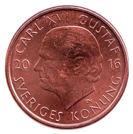 Монета 2 кроны. 2016 год, Швеция. Новый дизайн. Из обращения. Король Карл XVI Густав. Монета 2 кроны. 2016 год, Швеция. Новый дизайн. Из обращения. Король Карл XVI Густав.