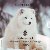 Набор монет евро в буклете (8 шт.), 2005 год, Финляндия. (с жетоном). (Вар. II). Набор монет евро в буклете (8 шт.), 2005 год, Финляндия. (с жетоном). (Вар. II).