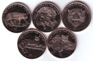 Набор монет "Крупные кошки мира" (5 шт.). 2001 год, Сьерра-Леоне. Набор монет "Крупные кошки мира" (5 шт.). 2001 год, Сьерра-Леоне.