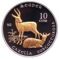 Монета 10 сомов. 2013 год, Киргизия. Джейран. "Красная книга". Монета 10 сомов. 2013 год, Киргизия. Джейран. "Красная книга".