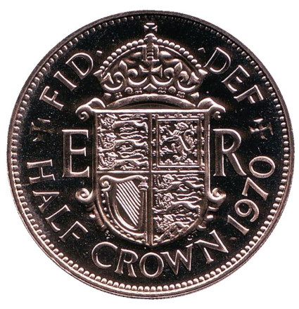 Монета 1/2 кроны. 1970 год, Великобритания.