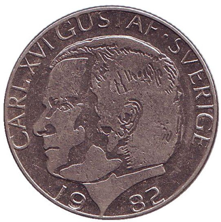 Монета 1 крона. 1982 год, Швеция.