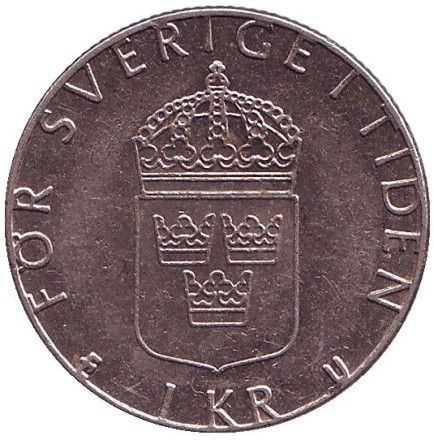 Монета 1 крона. 1982 год, Швеция.