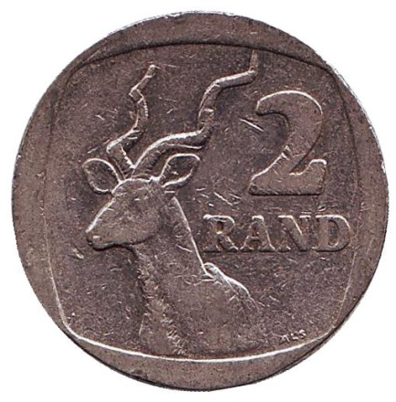 Монета 2 ранда. 2001 год, ЮАР. Антилопа.