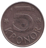 Монета 5 крон. 1988 год, Швеция. Монета 5 крон. 1988 год, Швеция.