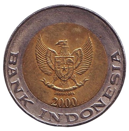 Монета 1000 рупий. 2000 год, Индонезия. Пальма. Монета 1000 рупий. 2000 год, Индонезия. Пальма.