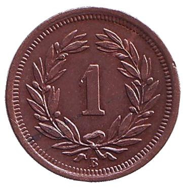 Монета 1 раппен. 1898 год, Швейцария. aUNC.