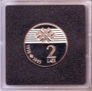 Монета 2 лата, 1993 год, Латвия (буклет) 75 лет провозглашения независимости Латвии.