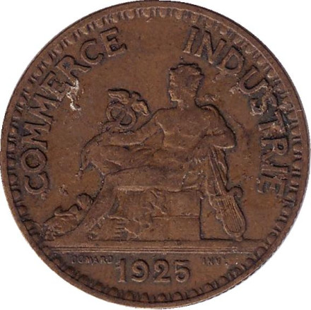 Монета 2 франка. 1925 год, Франция.