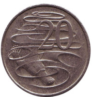 Монета 20 центов. 2000 год, Австралия. Утконос. Монета 20 центов. 2000 год, Австралия. Утконос.