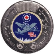 Монета 2 доллара. 2024 год, Канада. 100 лет Королевским военно-воздушным силам Канады. (Цветная). Монета 2 доллара. 2024 год, Канада. 100 лет Королевским военно-воздушным силам Канады. (Цветная).