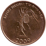 Монета 10 франков. 2009 год, Руанда. Банановое дерево.
