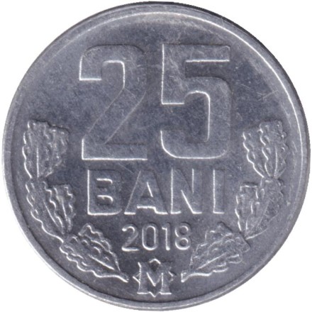 Монета 25 бани. 2018 год, Молдавия.