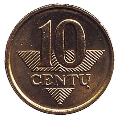 Монета 10 центов. 1999 год, Литва. aUNC.