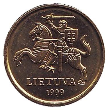 Монета 10 центов. 1999 год, Литва. aUNC. Монета 10 центов. 1999 год, Литва. aUNC.