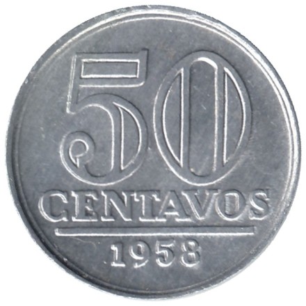 Монета 50 сентаво. 1958 год, Бразилия. 
