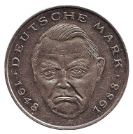 Монета 2 марки. 1988 год (D), ФРГ. Людвиг Эрхард.
