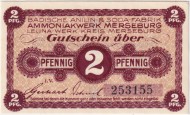 Нотгельд Мерзебурга. BASF. 2 пфеннига. 1917 год, Германская империя. Нотгельд Мерзебурга. BASF. 2 пфеннига. 1917 год, Германская империя.