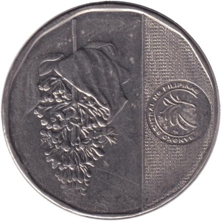 Монета 10 песо. 2019 год, Филиппины. Аполинарио Мабини. Мединилла. (Растение). Монета 10 песо. 2019 год, Филиппины. Аполинарио Мабини. Мединилла. (Растение).