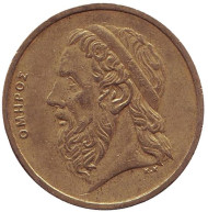 Монета 50 драхм. 1986 год, Греция. Гомер. Античная парусная лодка. Монета 50 драхм. 1986 год, Греция. Гомер. Античная парусная лодка.