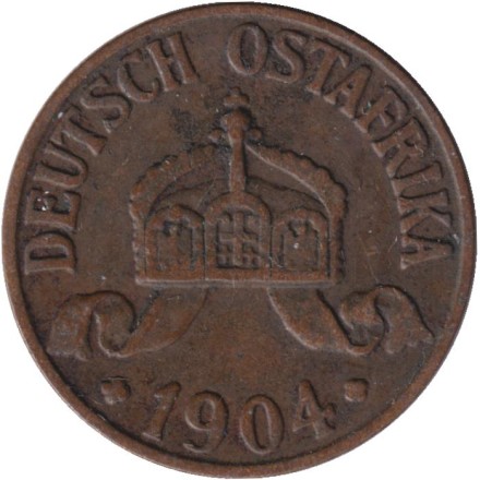 Монета 1 геллер. 1904 год (A), Германская Восточная Африка.