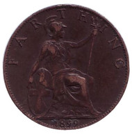 Монета 1 фартинг. 1899 год, Великобритания.