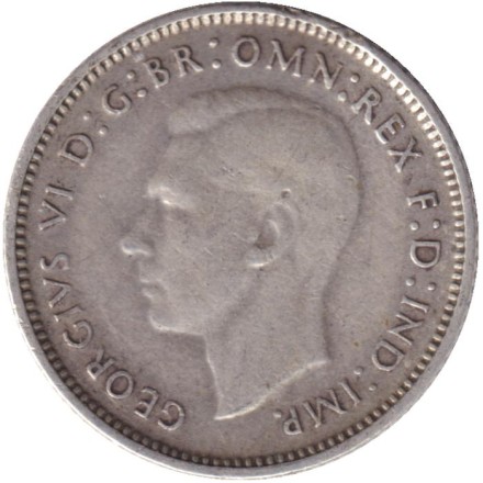 Монета 6 пенсов. 1942 год, Австралия.