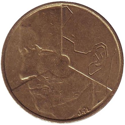 Монета 5 франков. 1987 год, Бельгия (Belgie).