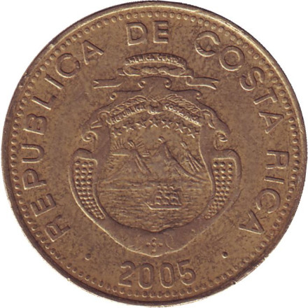 Монета 500 колонов. 2005 год, Коста-Рика.
