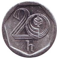 Монета 20 геллеров. 2000 год, Чехия. Монета 20 геллеров. 2000 год, Чехия.