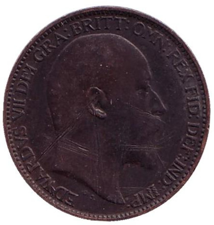 Монета 1 фартинг. 1904 год, Великобритания.