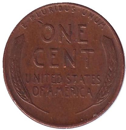 Монета 1 цент. 1951 год (D), США. Линкольн. Монета 1 цент. 1951 год (D), США. Линкольн.