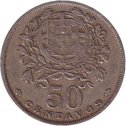 Монета 50 сентаво. 1961 год, Португалия.