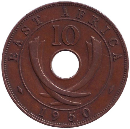 Монета 10 центов. 1950 год, Восточная Африка.