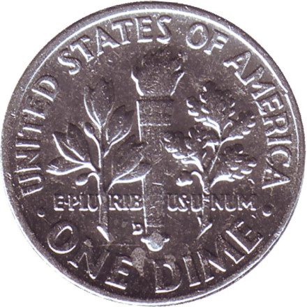 Монета 10 центов. 1953 год, США. Монетный двор D. Рузвельт. Монета 10 центов. 1953 год, США. Монетный двор D. Рузвельт.