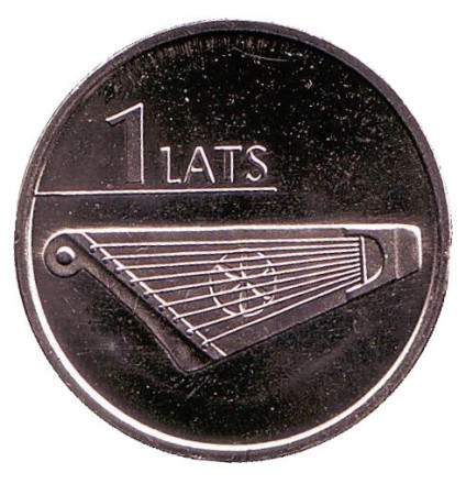 Монета 1 лат, 2013 год, Латвия. Кокле.