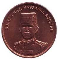 Султан Хассанал Болкиах. Монета 1 сен. 2005 год, Бруней. UNC.