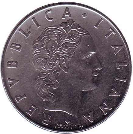 Монета 50 лир. 1975 год, Италия. Бог огня Вулкан у наковальни. Монета 50 лир. 1975 год, Италия. Бог огня Вулкан у наковальни.