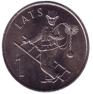 Монета 1 лат, 2008 год, Латвия. Трубочист. Монета 1 лат, 2008 год, Латвия. Трубочист.
