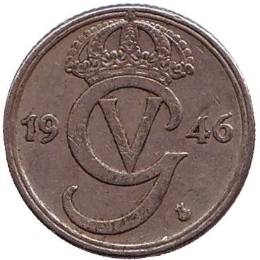 Монета 25 эре. 1946 год, Швеция. (Никелевая бронза) Монета 25 эре. 1946 год, Швеция. (Никелевая бронза)