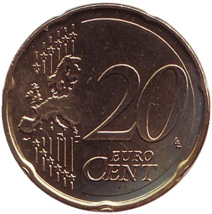 Монета 20 центов. 2008 год, Люксембург. Монета 20 центов. 2008 год, Люксембург.